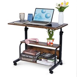 New Portable Adjustable Height Rolling Computer Desk 