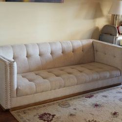 Taupe Tufted Nail Head Myles Sofa/Couch from World Market - Modern