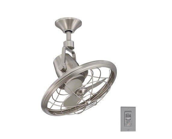 H.D.C. 18 in. Indoor/Outdoor Brushed Nickel Oscillating Ceiling Fan with Wall Control