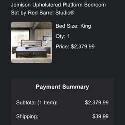 King Size 3piece King Bedroom Set With Mirror