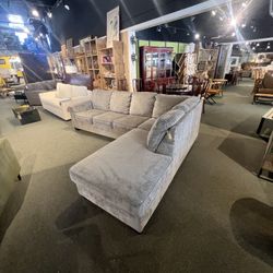 SECTIONAL SOFA BED: Ashely's light charcoal Full Sofa Bed/ Chaise SKU JE6AUJ