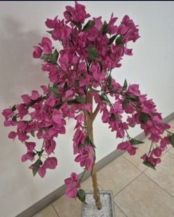 *** REDUCED *** 5ft Faux Boganvillea Topped / Sealed with White Turquoise Stone in a 12in MgO Planter @ Lasting Creations