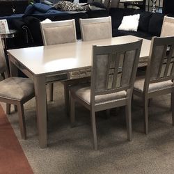 Seven piece dining room table set