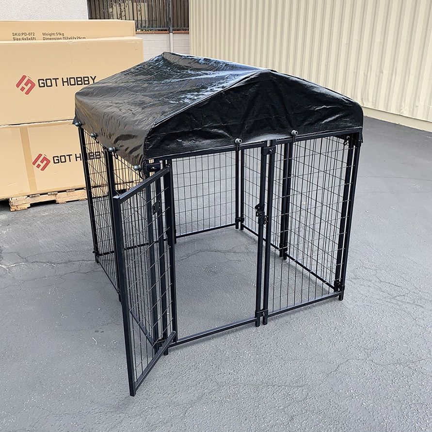 (Brand New) $170 Heavy Duty Kennel with Cover Dog Cage Crate Pet Playpen (4’L x 4’W x 4.5’H)