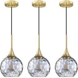 3 Pack  Hanging Indoor Pendant Light Gold 
