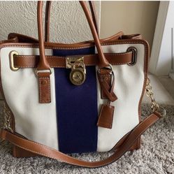 Michael Kors Large Hamilton Striped Satchel Purse