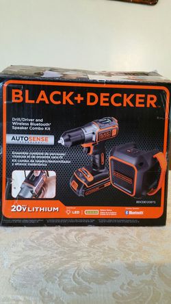 Black+Decker 20v Autosense Drill/Driver with Bluetooth Speaker for