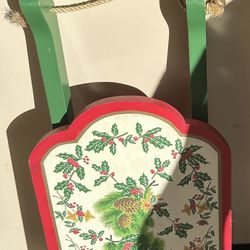 VINTAGE Decorative Christmas holiday sled to hang