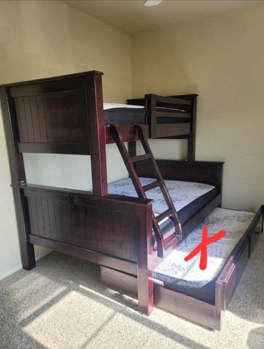 Twin Over Full With Twin Trundle Bunk Bed 