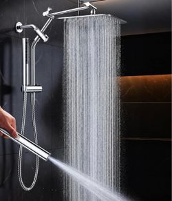 Veken All Metal 10"Luxurious Rain Shower Head with Handheld Spary,Power Jet