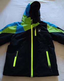 Boy's Heavy Spyder Full Zip Ski Jacket Hoodie w/ Snow Snap Shield