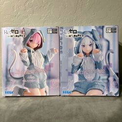 NEW IN BOX Re:ZERO Yumemirize RAM EMILIA Cat Costume Anime Figure Anime Prize