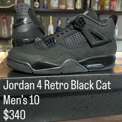 Jordan 4 Retro Black Cat Men's 10 
