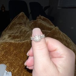 Engagement Wedding Ring Set - 14k White Gold
