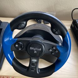 Digital R Steering Wheel And Pedals Works For Ps1 Ps2 PS3 And I Was Told Gamecude As Well