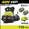 RYOBI 40V HP Brushless Whisper Series 165 MPH 730 CFM Cordless Battery Backpack Blower with (2) 6.0