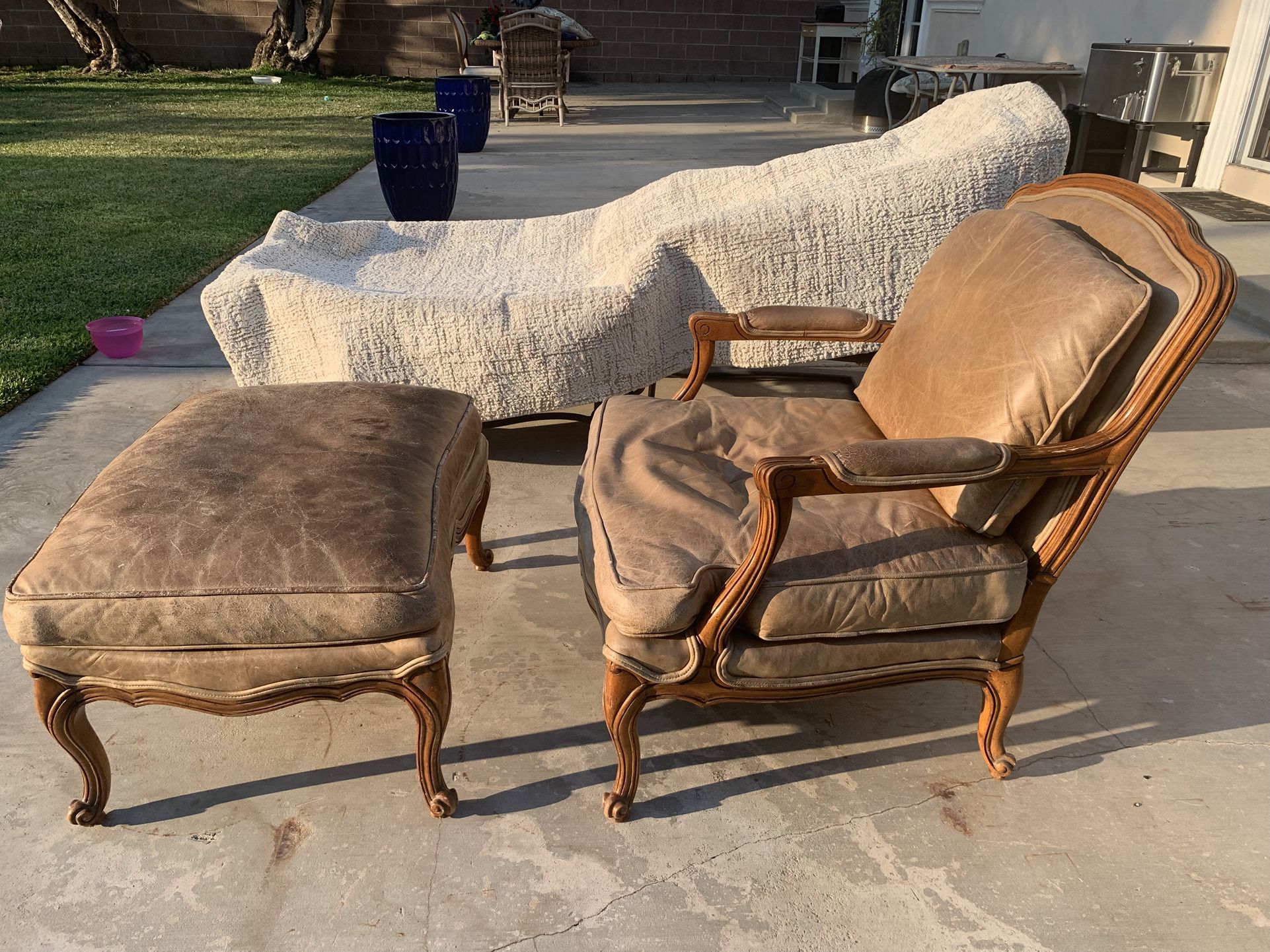 Leather Chair and ottoman