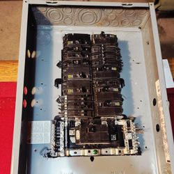 Square D Type Qo 100 Amp Main Breaker Panel And Cover And Breakers As Shown