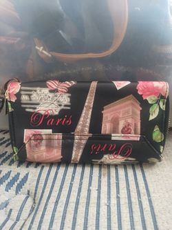 Paris Print Zip-Around Wallet