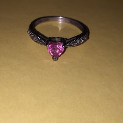 Silver Heart Stone Ring
