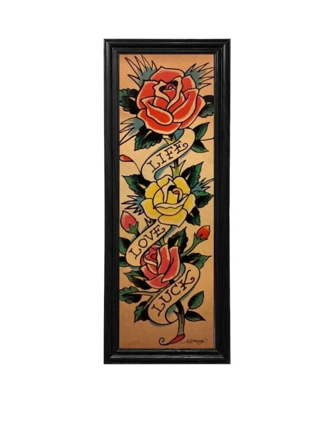Ed Hardy Pop Culture Life Love Luck Framed Poster