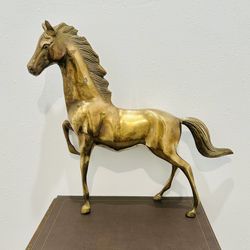 Large Vtg Brass Horse Figure Statue