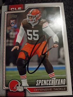 Spencer Fano autograph signed NFL card rookie Cleveland Browns card