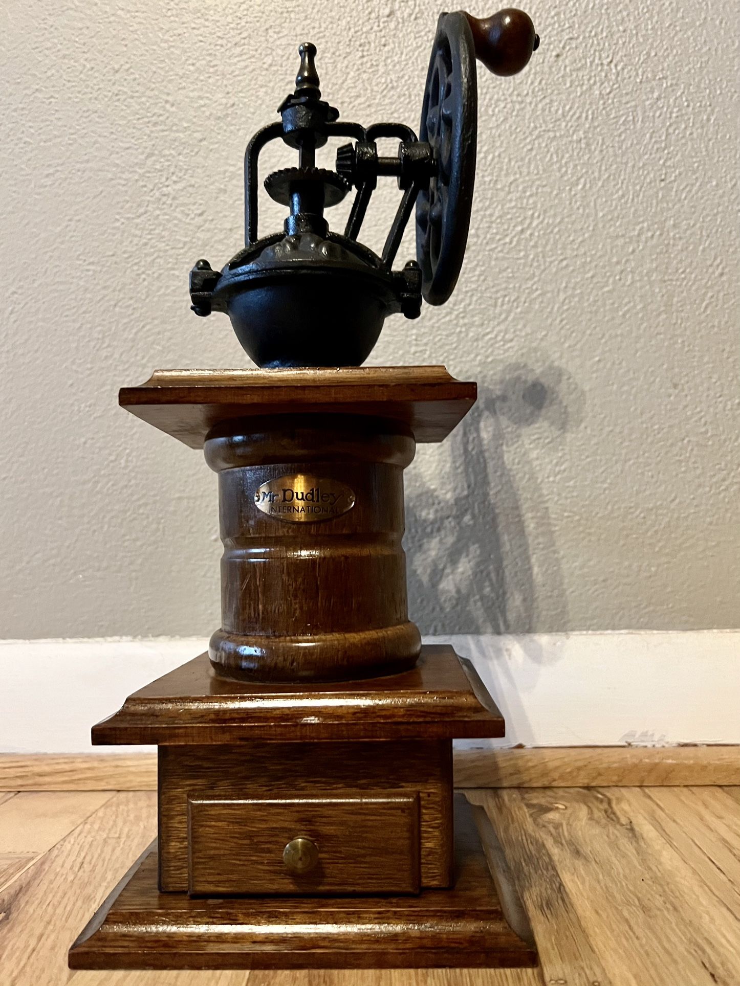 RARE LARGE 12" VTG Cast Iron Copper Mr Dudley International Coffee Grinder Mill