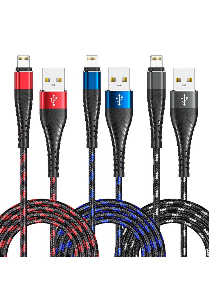 3Pack3Colorful 6FT Lighting Cable [Apple MFi Certified] iPhone Charger Cord Nylon Braided USB Compatible Apple Charger,iPhone 13 12 11 Pro MAX XR XS 8