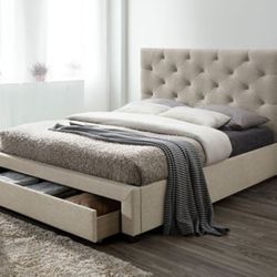 Brand New Beige King Size Storage Bed Frame