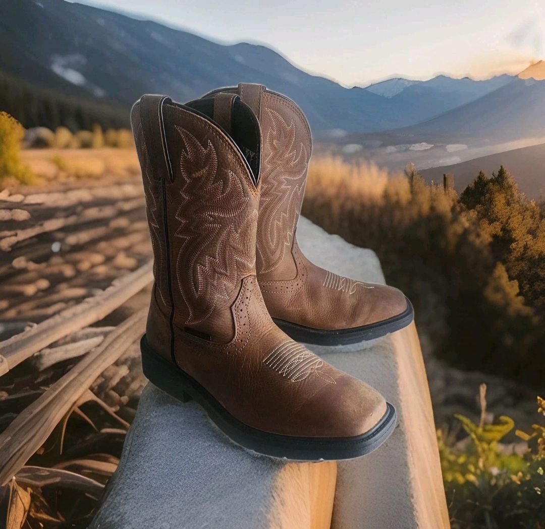 WOLVERINE Men's Rancher Pull-On Soft- Toe Wellington Cowboy Boots Size 9