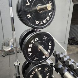 ⚫️ COMPLETE BUMPER PLATES WEIGHT SET PAIRS OF 45s, 35s, 25s,10s. ( BRAND NEW IN THE BOX)