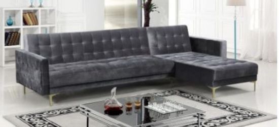 Brand New Velvet Right&nbsp;Sectional and Chaise,Grey