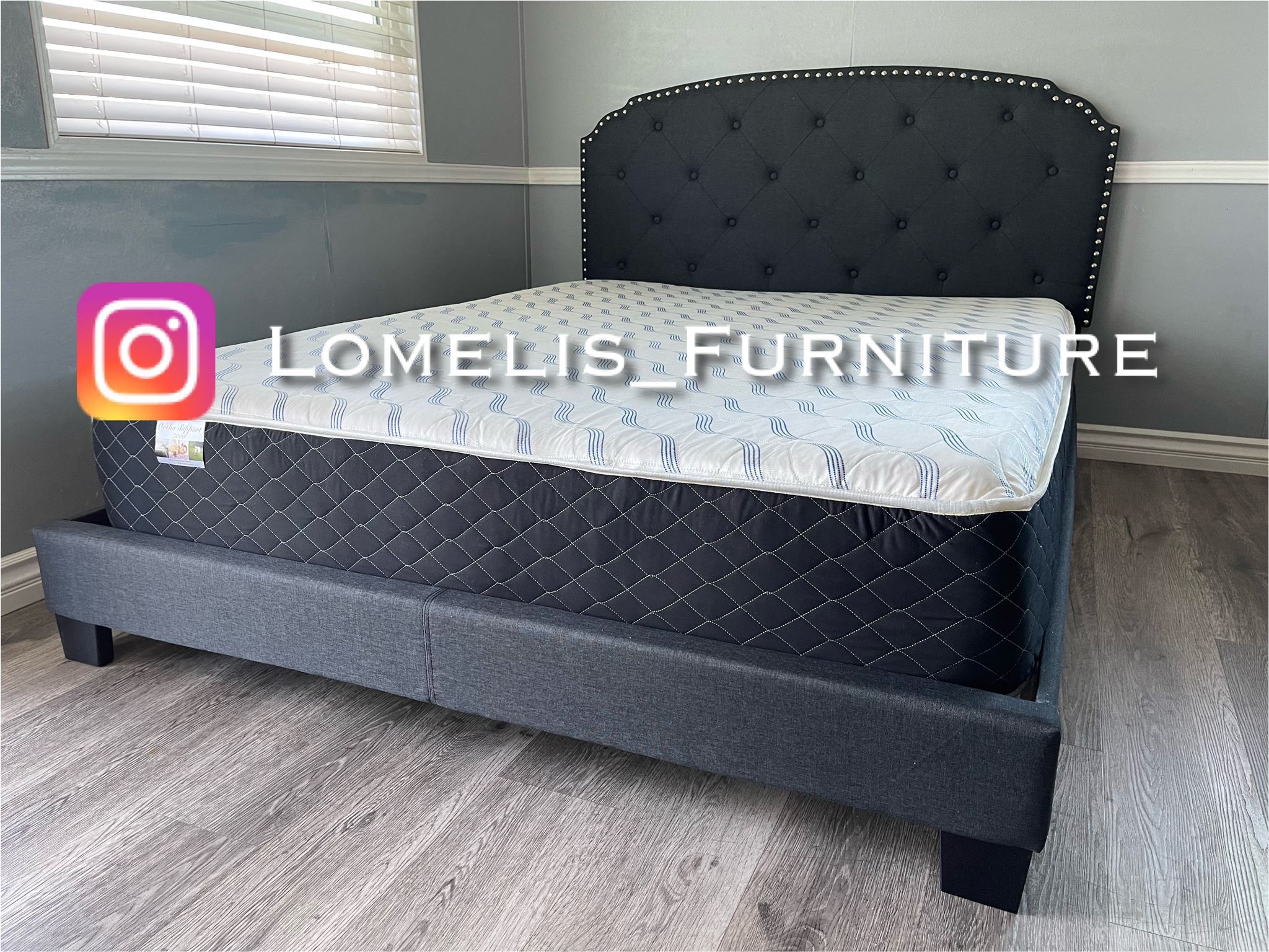 Queen Size Burlap Bed W Ortho Mattress Included