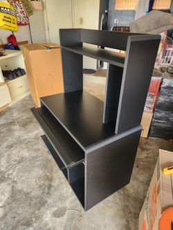 Computer desk with hutch & keyboard tray
