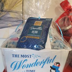 Blue Christmas Pequin Gift Basket