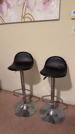 Set of 2 Black Adjustable Bar Stools