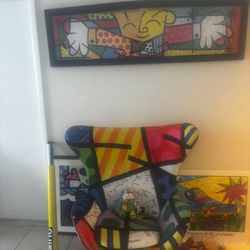Romero Britto Art Basel Chair Logo Furniture Chair Accent 