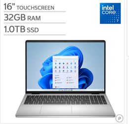 Dell 16 inch laptop Intel core 7 150 U – FHD touchscreen 32 GB RAM 1 terabyte SSD Windows 11 home