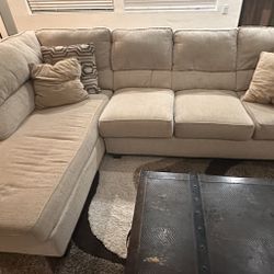 Calvin 2-Piece Almond Beige Left Arm Facing Sectional – Gently Used