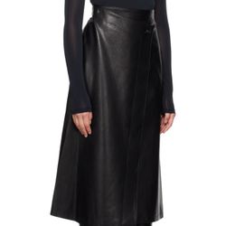 LVIR Faux Leather Midi Skirt XS