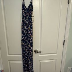 Brand New Juniors' Floral-Print Ruched-Front Jumpsuit