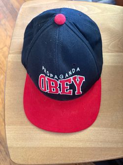OBEY Propaganda Snapback Baseball Cap – Black & Red