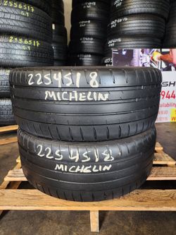 225 45ZR 18 MICHELIN PILOT SPORT TIRES 2254518 USED TIRES (PAIR) MOUNT BALANCE INCLUDED