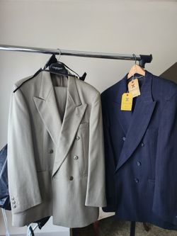 Two Men's Double-Breasted Suit Jackets