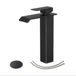 BWE Waterfall Single Hole Single Handle Bathroom Vessel Sink Faucet With Pop-up Drain Assembly in Oil Rubbed Bronze