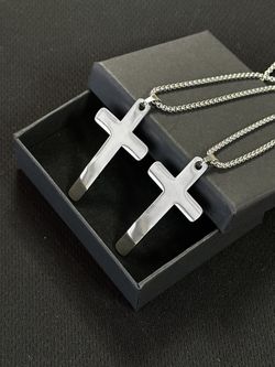 Twist chain stainless steel cross necklace, Vintage jewelry