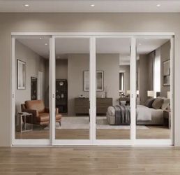 Impact Plus 144in x 96in Mir-Mel White Mirror Solid Core MDF Interior Closet Door