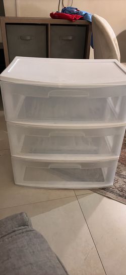 3 White Plastic Drawers