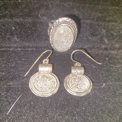 SANDSTONE & STERLING SILVER RING & EARRINGS